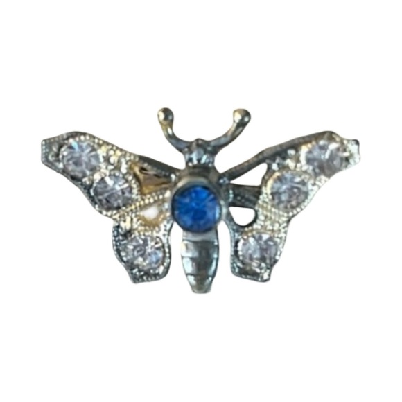 Jewelry - Antique Silver Insect Brooch with Blue and White Stones